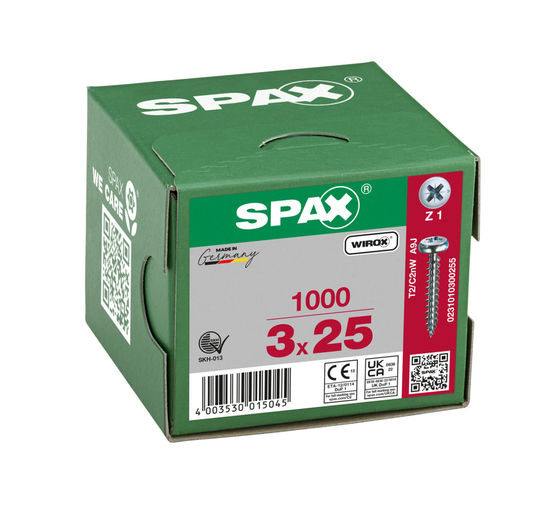 SPAX Pan Head Pozi Wirox Screw 3.0 x 25mm