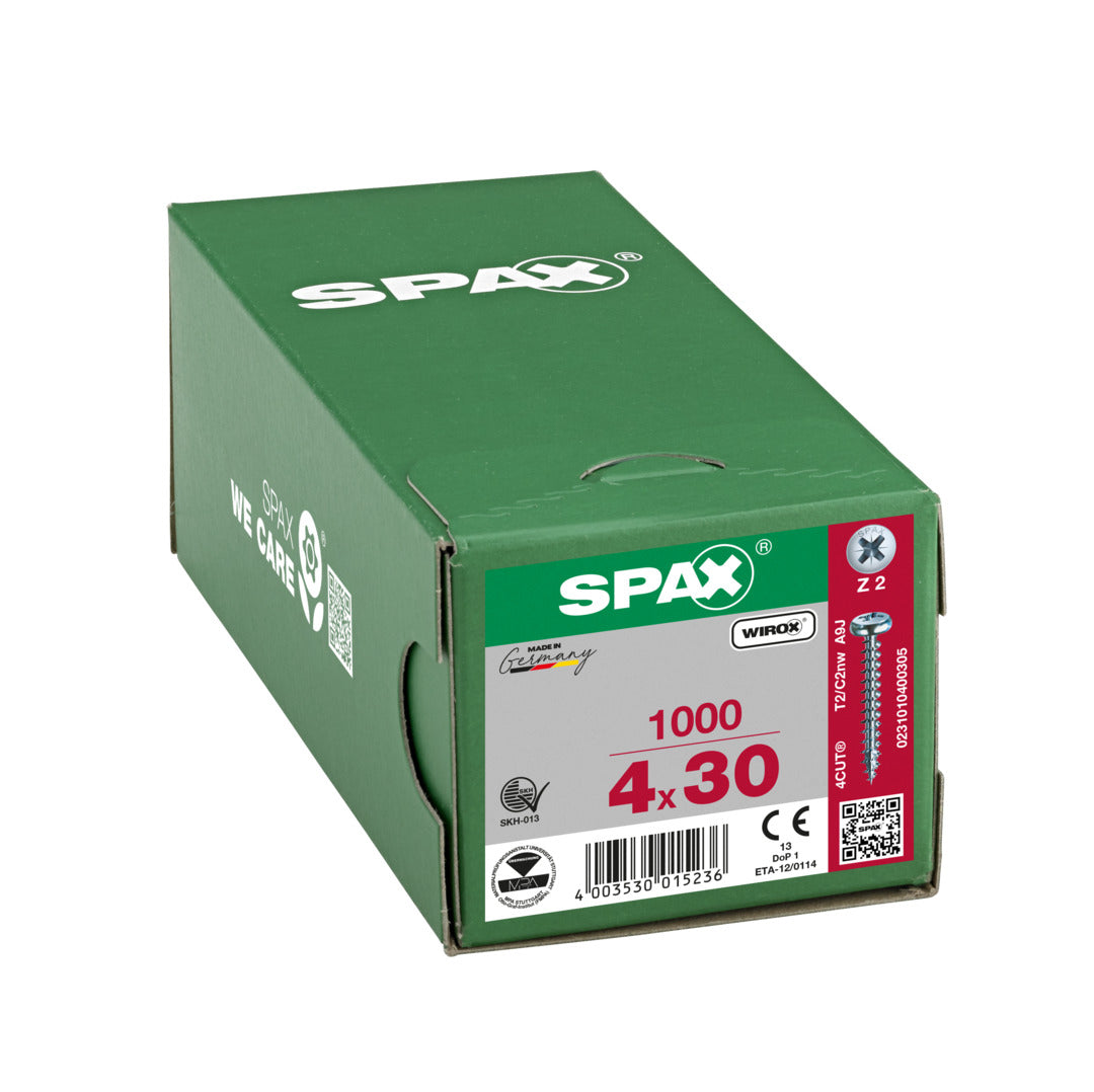 SPAX Pan Head Pozi Wirox Screw 4.0 x 30mm