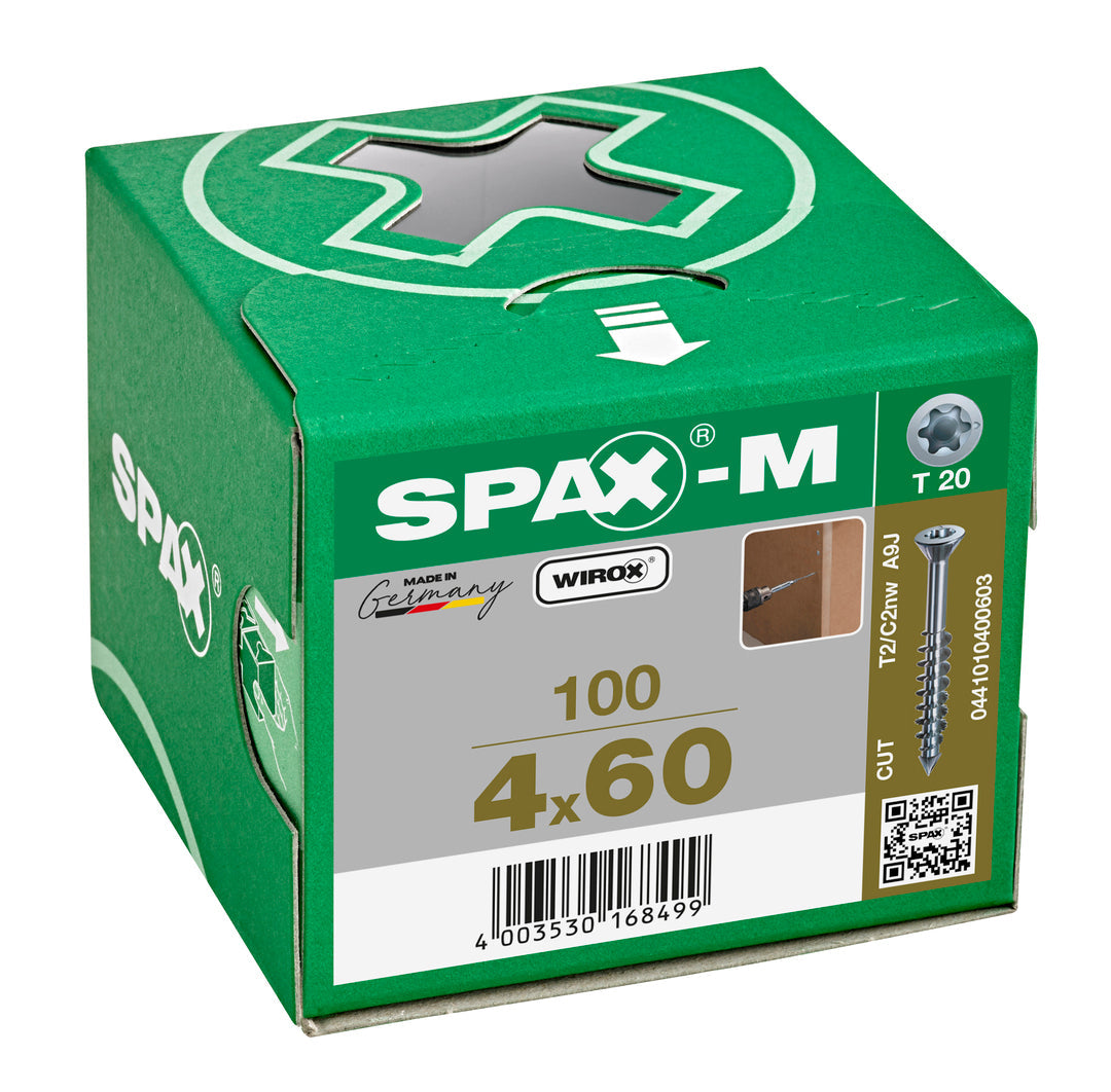 SPAX MDF Countersunk Torx Wirox Screw 4.0 x 60mm Box of 100