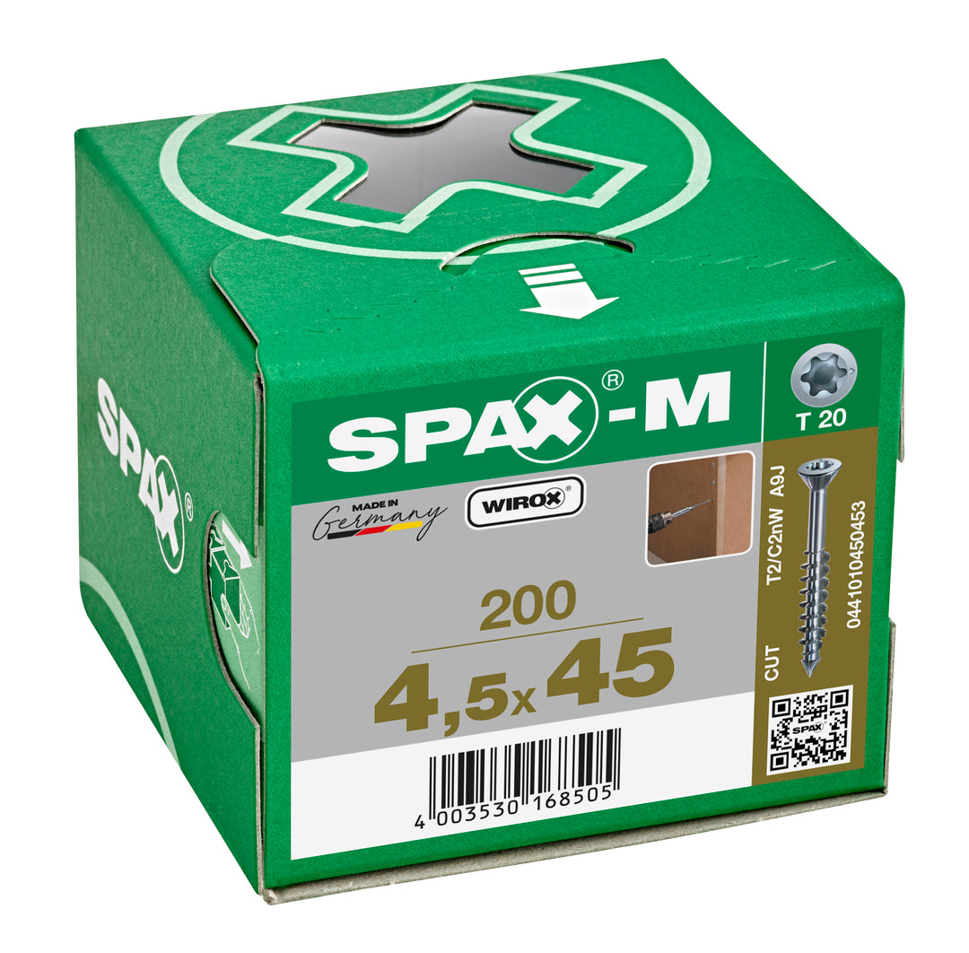 SPAX MDF Countersunk Torx Wirox Screw 4.5 x 45mm Box of 200
