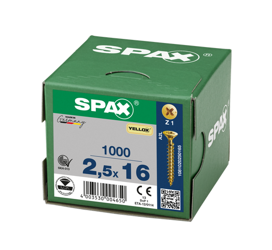 SPAX Yellox Pozi Screw 2.5 x 16mm