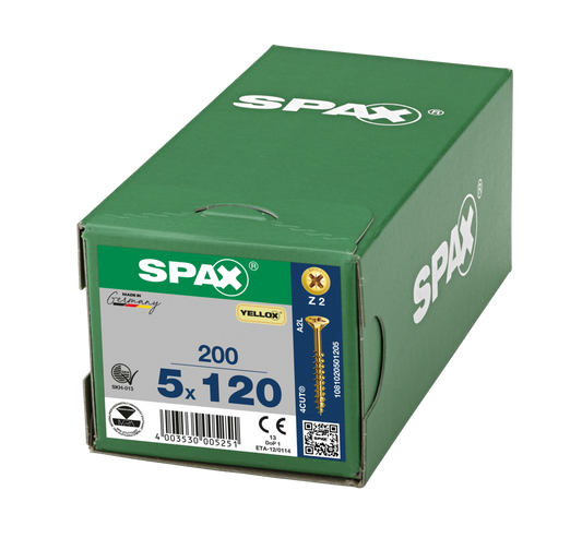 SPAX Yellox Pozi Screw 5.0 x 120mm - Box of 100