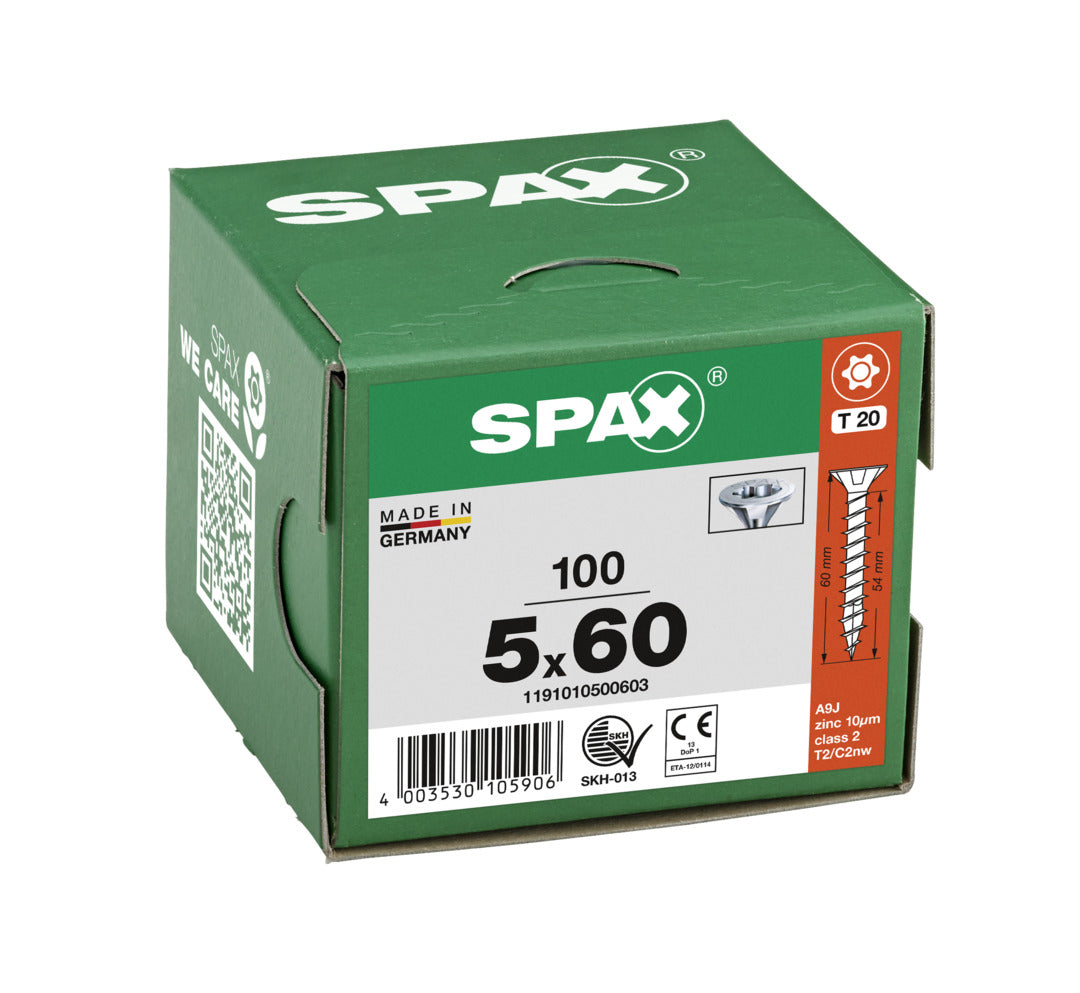 SPAX Countersunk Wirox Torx Screw 5.0 x 60mm Box of 100