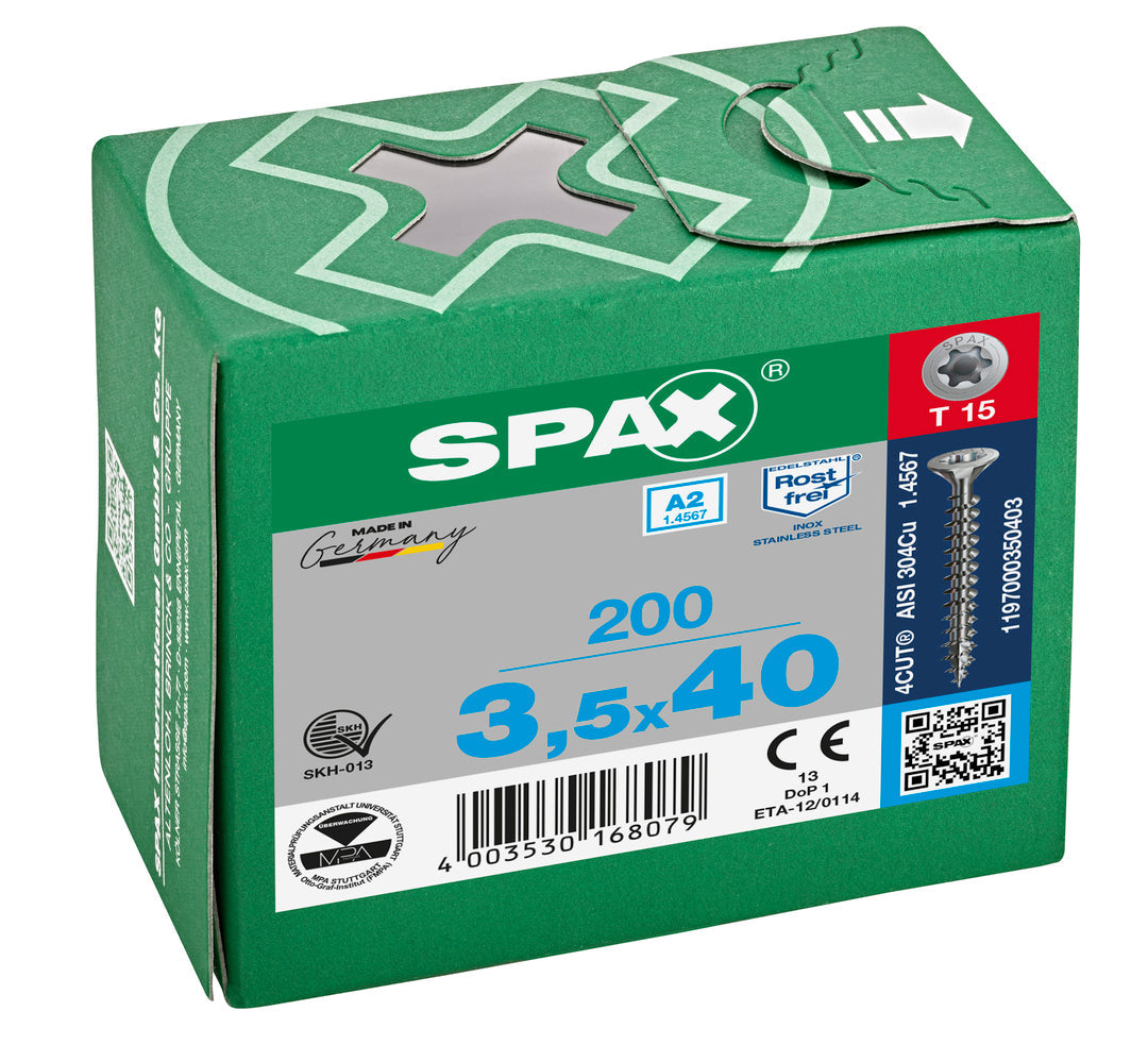 SPAX Countersunk Torx T15 Stainless Steel Screw 3.5 x 40mm