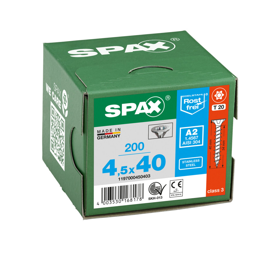 SPAX Countersunk Torx T20 Stainless Steel Screw 4.5 x 40mm