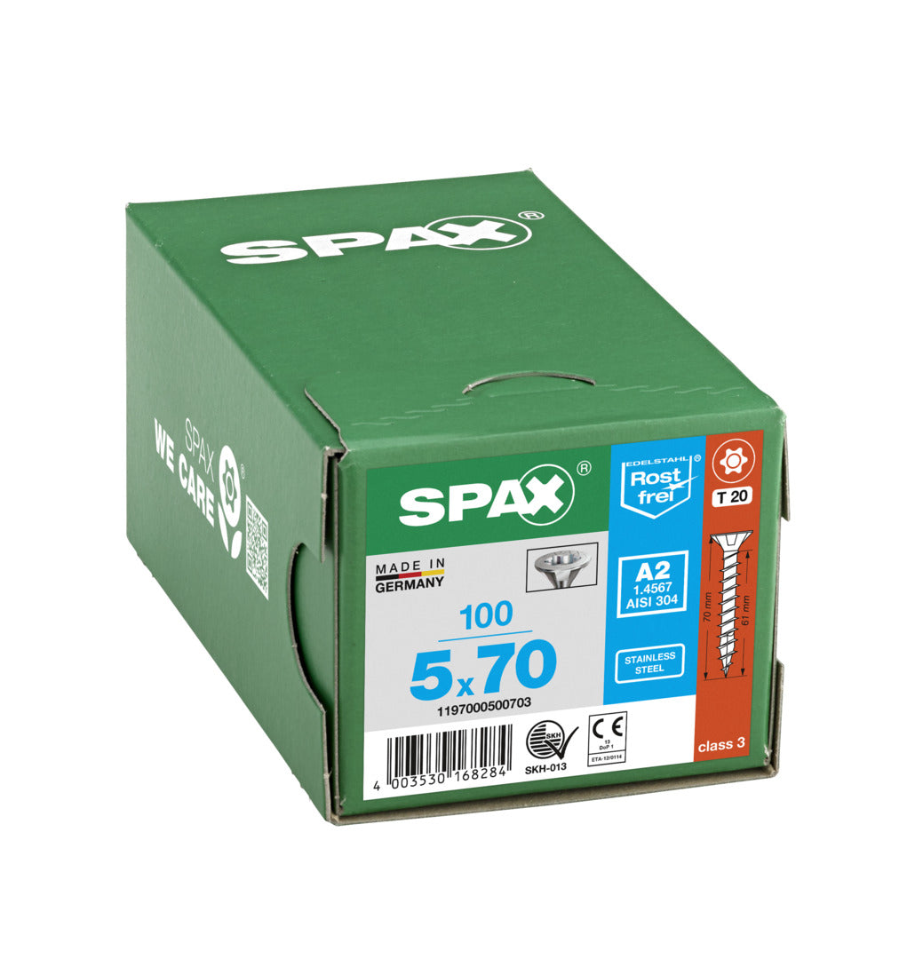 SPAX Countersunk Torx T20 Stainless Steel Screw 5.0 x 70mm