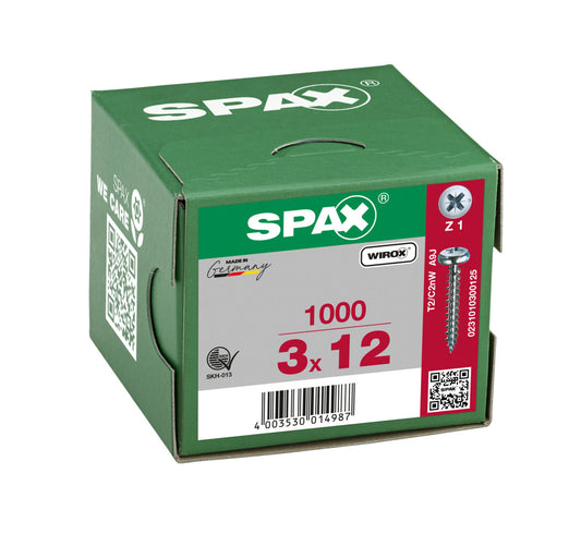 SPAX Pan Head Wirox Screw Pozi 3.0 x 12mm
