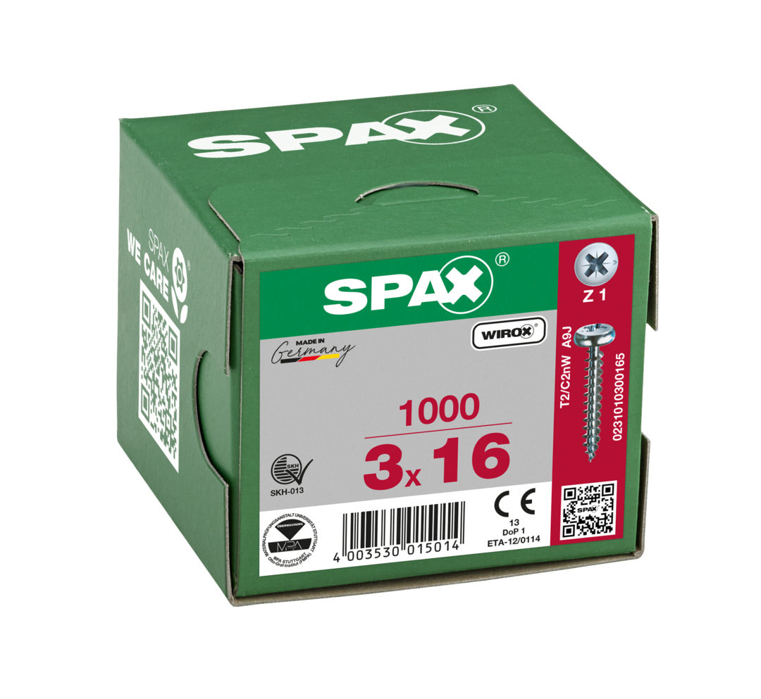 SPAX Pan Head Wirox Screw Pozi 3.0 x 16mm