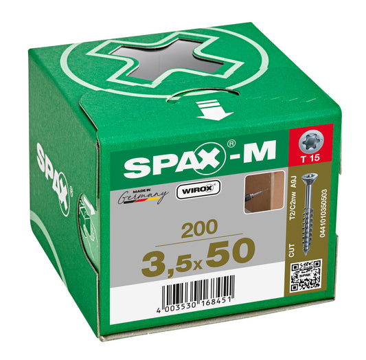 SPAX MDF Countersunk Torx Wirox Screw 3.5 x 50mm Box of 200
