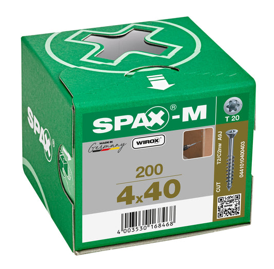 SPAX MDF Countersunk Torx Wirox Screw 4.0 x 40mm Box of 200