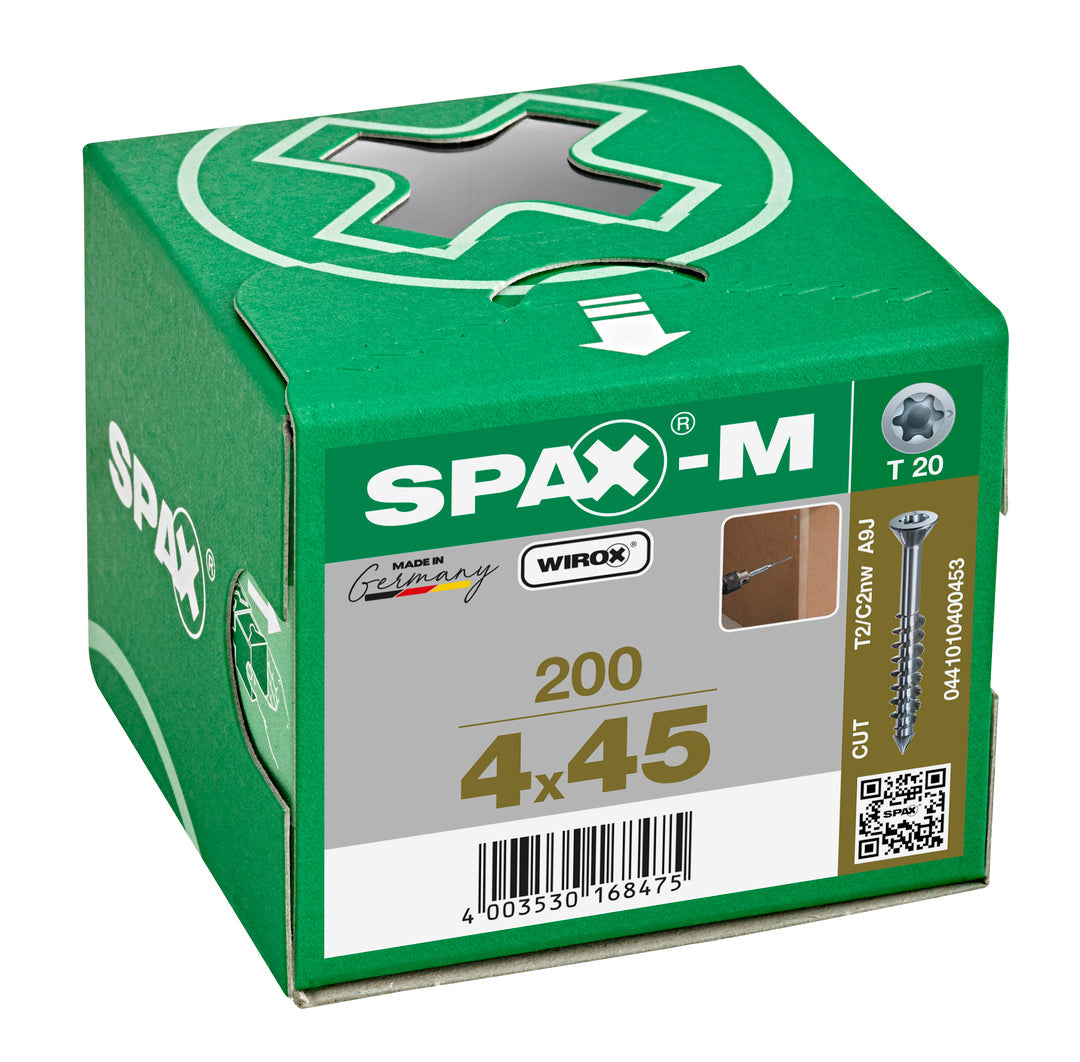 SPAX MDF Countersunk Torx Wirox Screw 4.0 x 45mm Box of 200