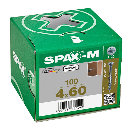 SPAX MDF Countersunk Torx Wirox Screw 4.0 x 60mm Box of 100