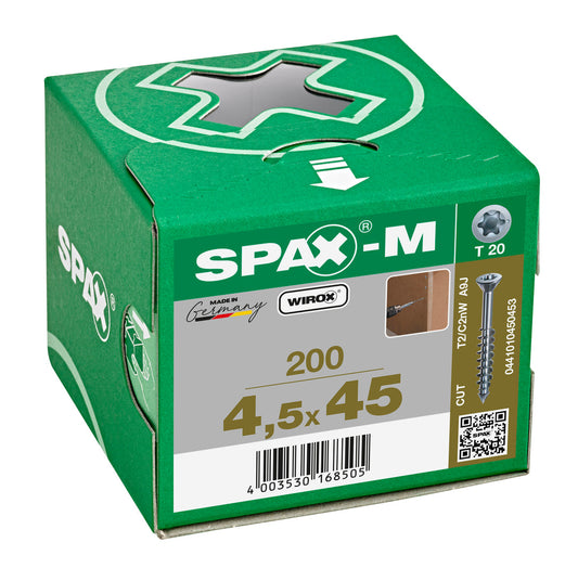 SPAX MDF Countersunk Torx Wirox Screw 4.5 x 45mm Box of 200