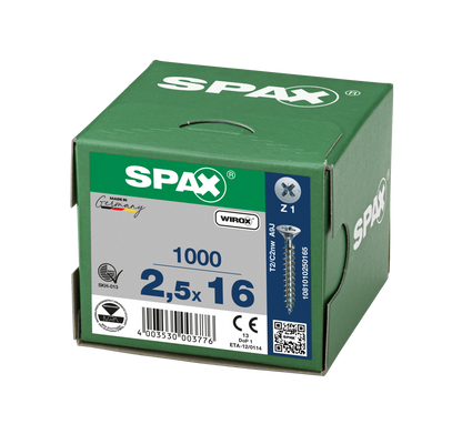 SPAX Wirox Pozi Screw 2.5 x 16mm