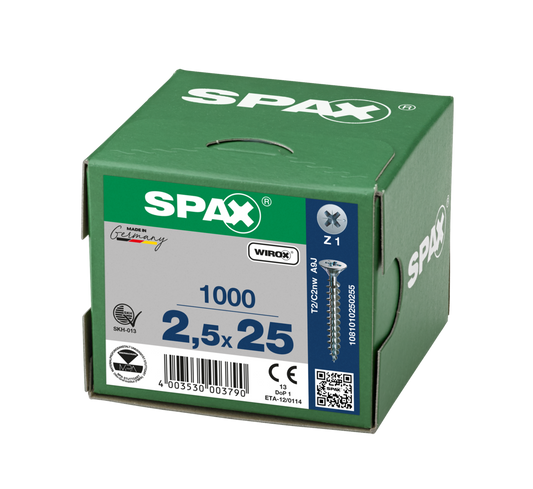 SPAX Wirox Pozi Screw 2.5 x 25mm