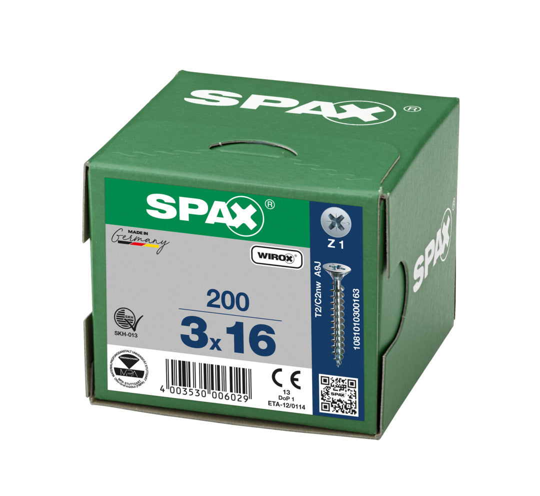 SPAX Wirox Pozi Screw 3.0 x 16mm - Box of 200