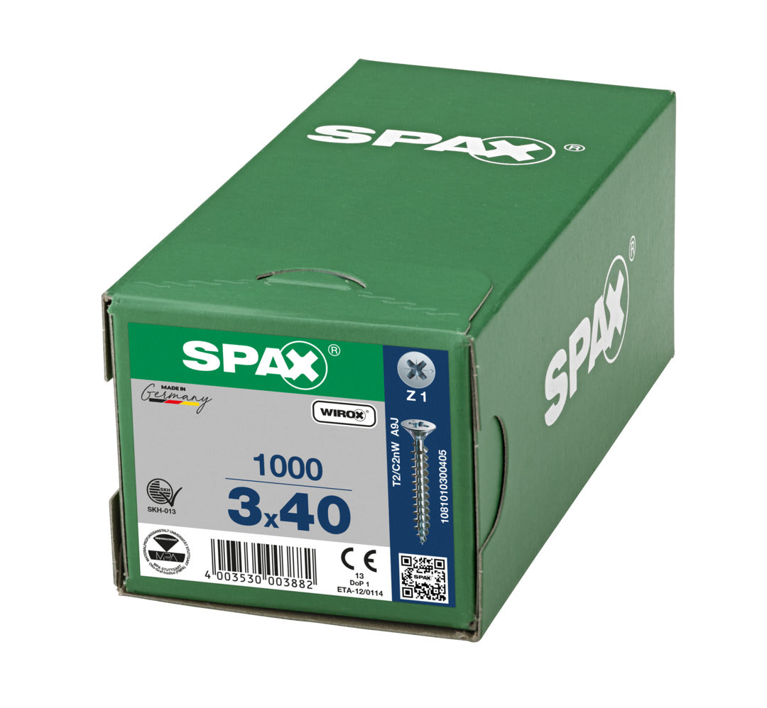 SPAX Wirox Pozi Screw 3.0 x 40mm - Box of 200