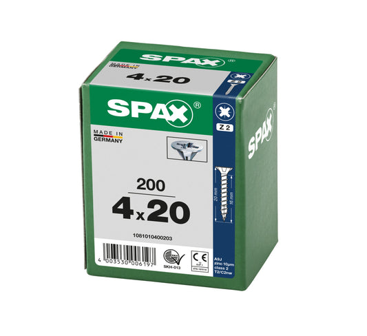 SPAX Wirox Pozi Screw 4.0 x 20mm - Box of 200