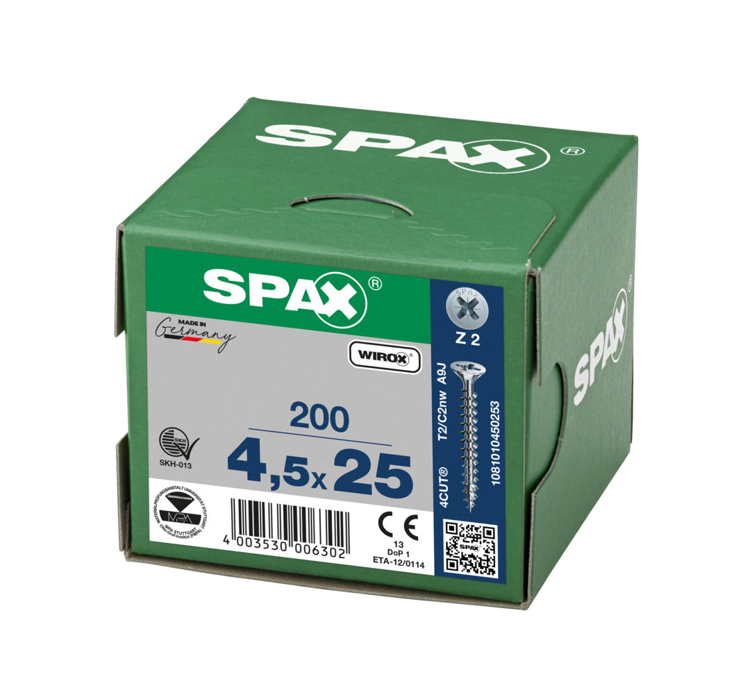 SPAX Wirox Pozi Screw 4.5 x 25mm - Box of 200