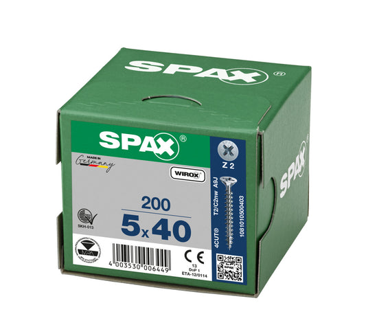 SPAX Wirox Pozi Screw 5.0 x 40mm - Box of 200