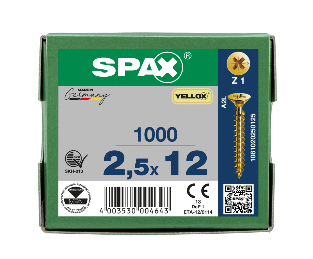 SPAX Yellox Pozi Screw 2.5 x 12mm