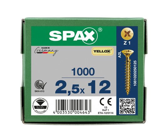 SPAX Yellox Pozi Screw 2.5 x 12mm