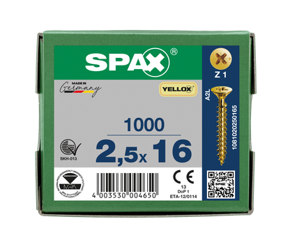 SPAX Yellox Pozi Screw 2.5 x 16mm