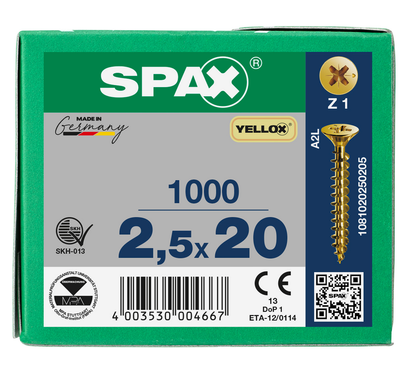 SPAX Yellox Pozi Screw 2.5 x 20mm