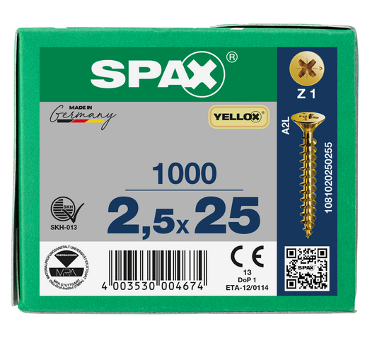 SPAX Yellox Pozi Screw 2.5 x 25mm