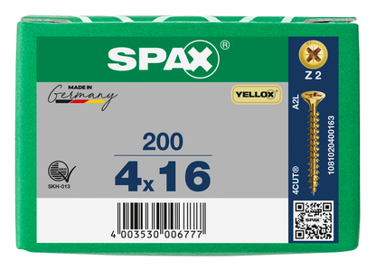 SPAX Yellox Pozi Screw 4.0 x 16mm - Box of 200