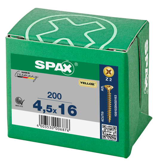 SPAX Yellox Pozi Screw 4.5 x 16mm - Box of 200