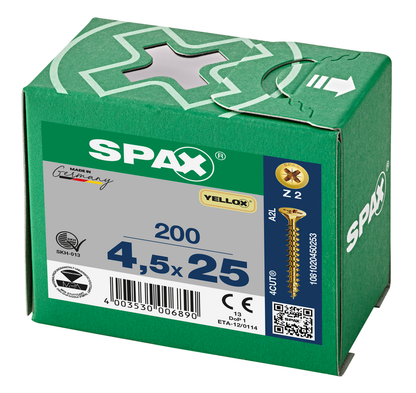 SPAX Yellox Pozi Screw 4.5 x 25mm - Box of 200