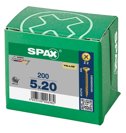 SPAX Yellox Pozi Screw 5.0 x 20mm - Box of 200
