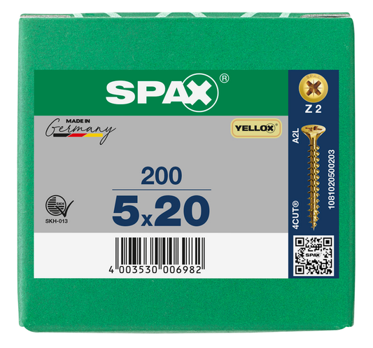 SPAX Yellox Pozi Screw 5.0 x 20mm - Box of 200