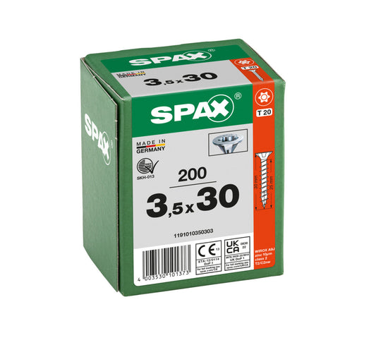 SPAX Countersunk Wirox Torx Screw 3.5 x 30mm Box of 200