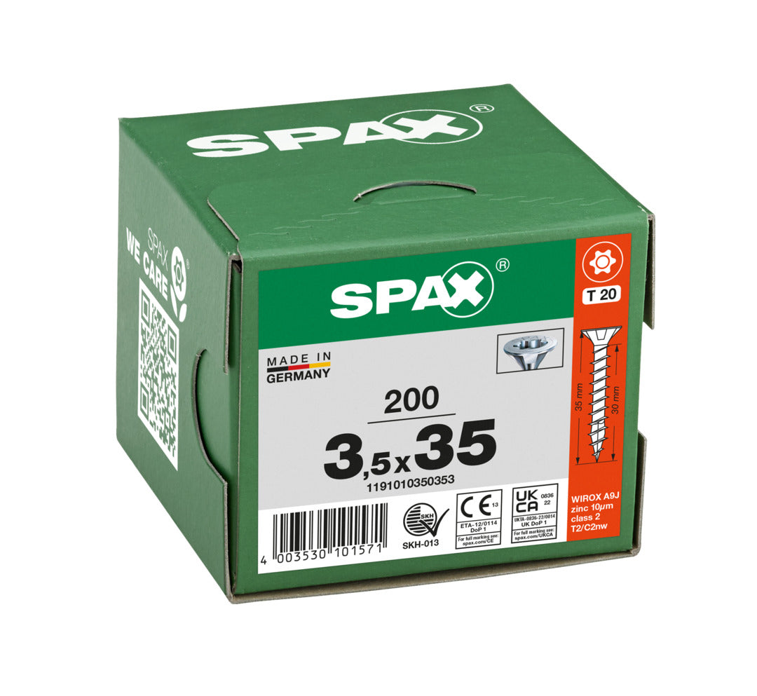 SPAX Countersunk Wirox Torx Screw 3.5 x 35mm Box of 200