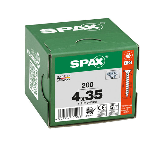 SPAX Countersunk Wirox Torx Screw 4.0 x 35mm Box of 200