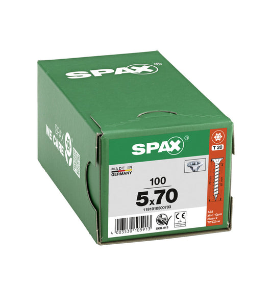 SPAX Countersunk Wirox Torx Screw 5.0 x 70mm Box of 100