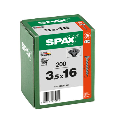 SPAX Black Torx Screw 3.5 x 16mm T20 - Box of 200
