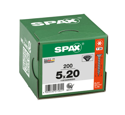 SPAX Black Torx Screw 5.0 x 20mm T20 - Box of 200