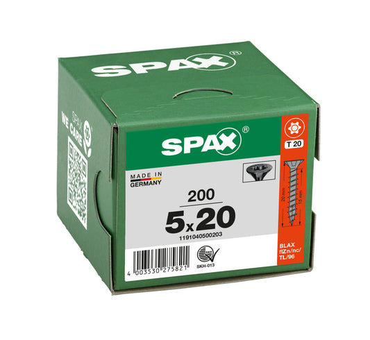 SPAX Black Torx Screw 5.0 x 20mm T20 - Box of 200