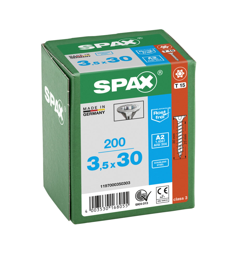 SPAX Countersunk Torx T15 Stainless Steel Screw 3.5 x 30mm