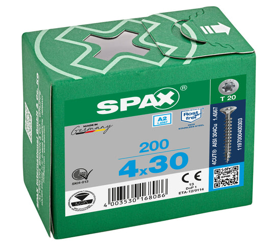 SPAX Countersunk Torx T20 Stainless Steel Screw 4.0 x 30mm