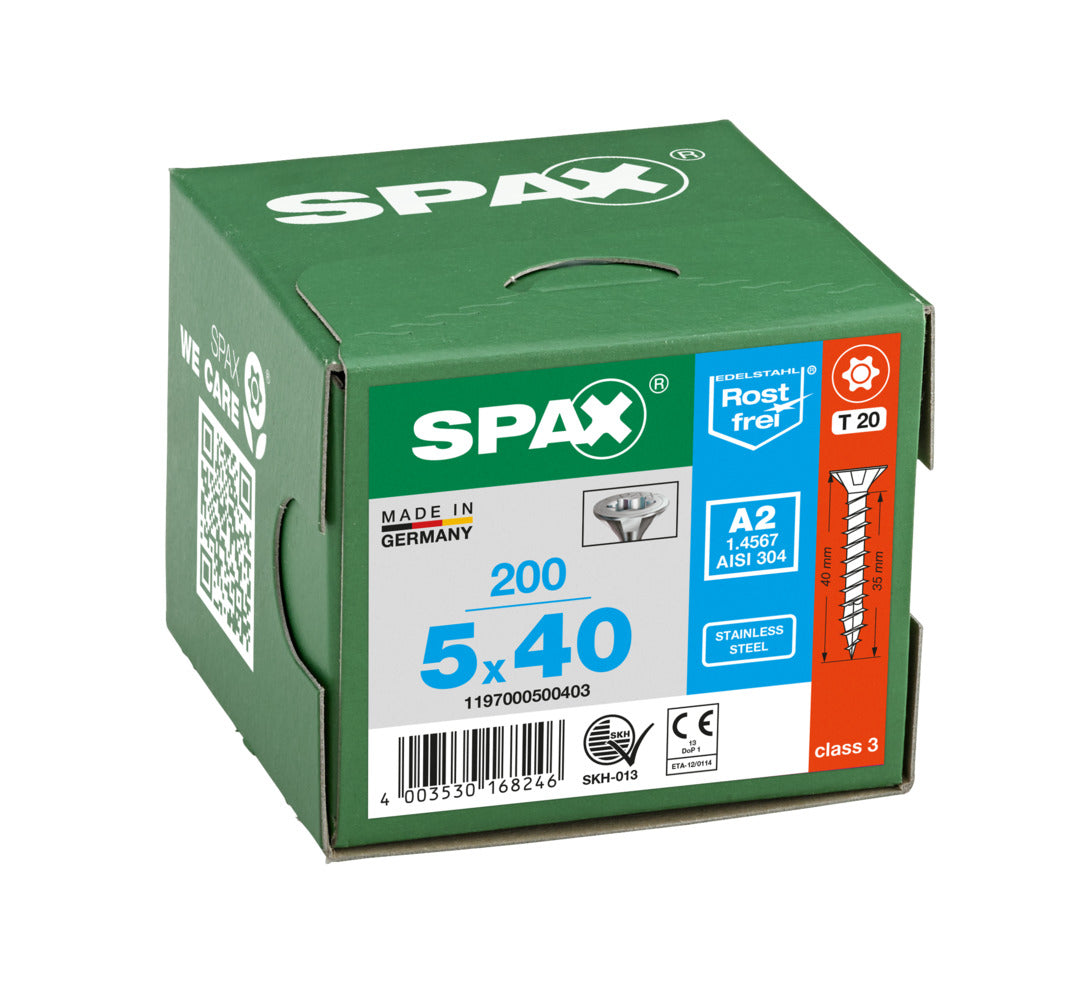 SPAX Countersunk Torx T20 Stainless Steel Screw 5.0 x 40mm