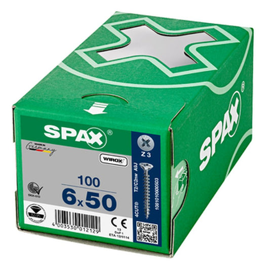 SPAX Wirox Pozi Screw 6.0 x 50mm - Box of 100